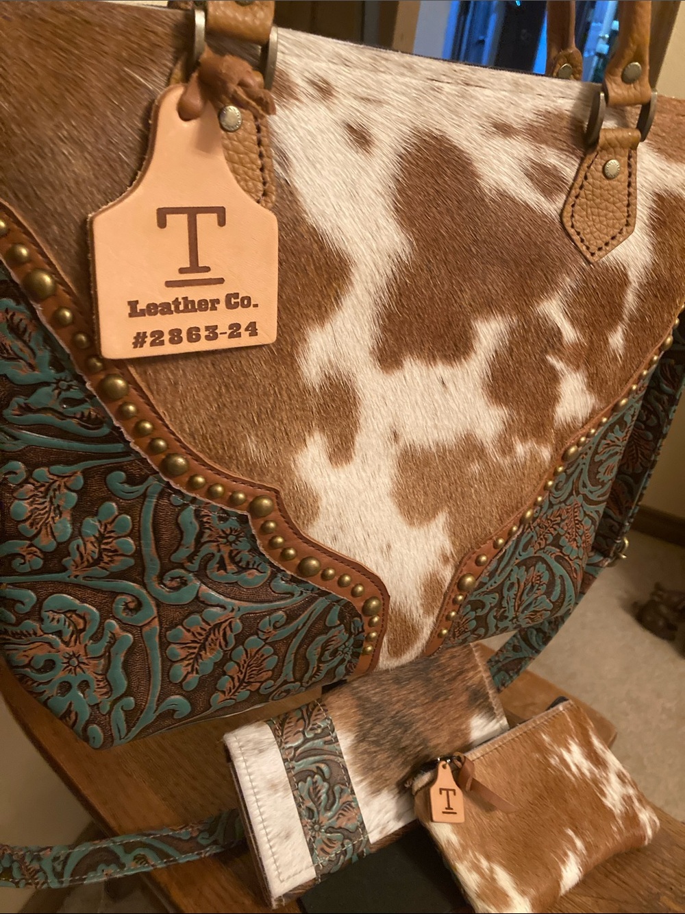 T BAR LEATHER CO Custom Ranchero Bag & Holy Cow Couture HOH/Leather Bundle NWOT - Picture 2 of 12